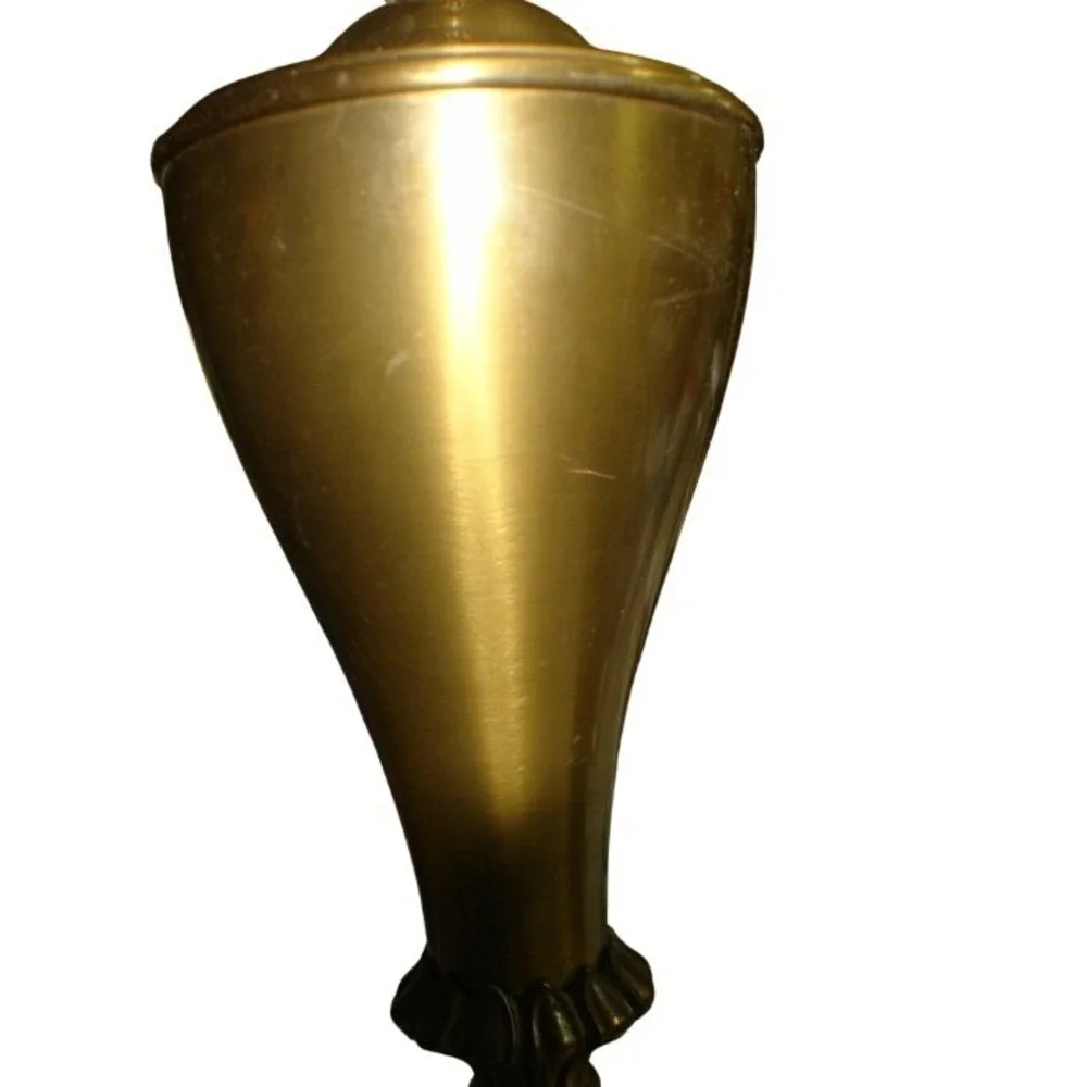 Vintage Brass Table Lamp with White Milk Shade Globe